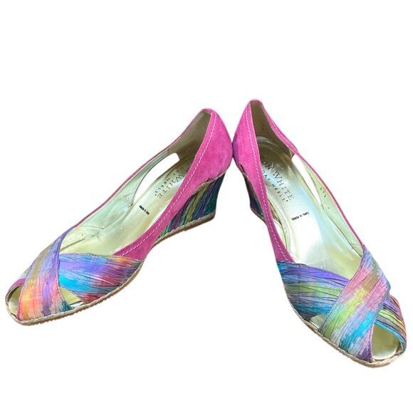 Ron White wedge‎ sandal women's size 9 / 39.5  All Day pink colorful boho NEW - Picture 1 of 15